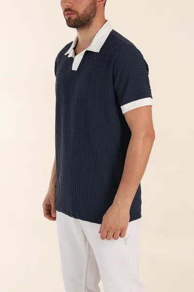 İndigo Relaxed Fit Waffle Dokulu Polo Yaka Erkek Tişört 370347