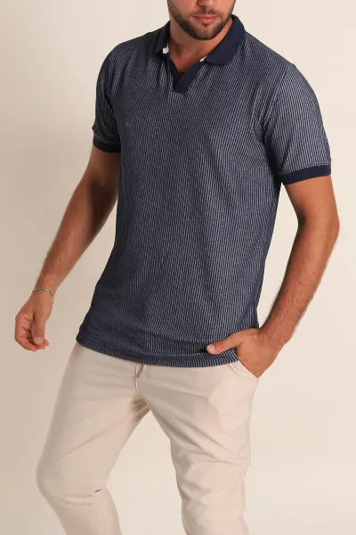İndigo Slim Fit Fitilli Doku Polo Yaka Erkek Tişört 262704