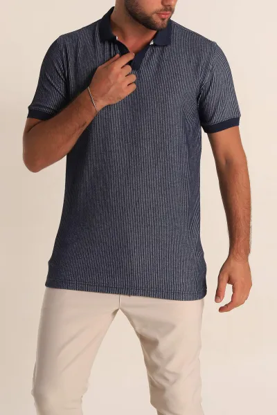 İndigo Slim Fit Fitilli Doku Polo Yaka Erkek Tişört 262704