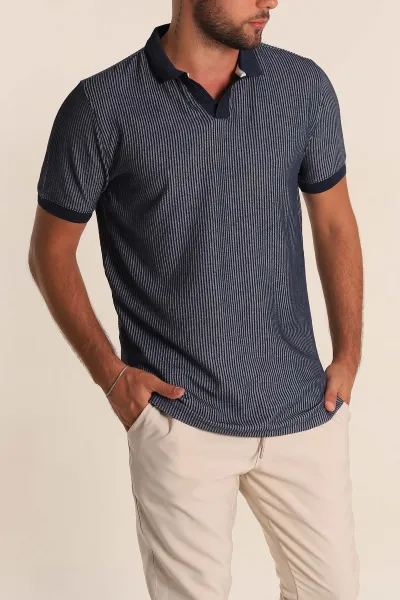 İndigo Slim Fit Fitilli Doku Polo Yaka Erkek Tişört 262704