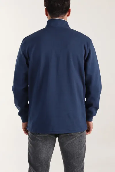 İndigo Yarım Fermuarlı Dik Yaka Erkek Sweatshirt 404822