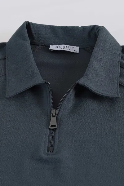 İndigo Yarım Fermuarlı Polo Yaka Erkek Sweatshirt 397126
