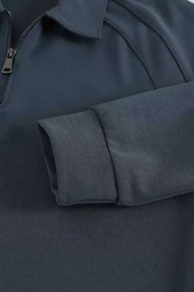 İndigo Yarım Fermuarlı Polo Yaka Erkek Sweatshirt 397126