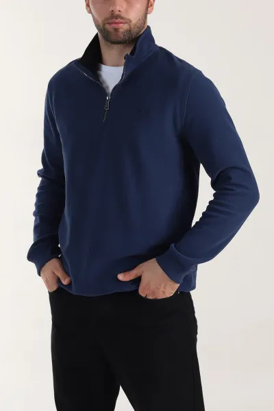 indigo-yarim-fermuarli-polo-yaka-erkek-sweatshirt-410879