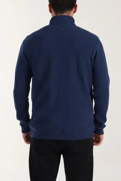 İndigo Yarım Fermuarlı Polo Yaka Erkek Sweatshirt 410879