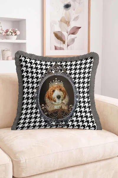 43x43 Cm Dijital Baskılı Fermuarlı Çift Taraflı Saçaklı Kırlent Kılıfı 483417