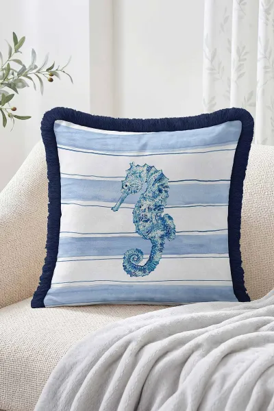 43x43 Cm Dijital Baskılı Fermuarlı Çift Taraflı Saçaklı Kırlent Kılıfı 483438