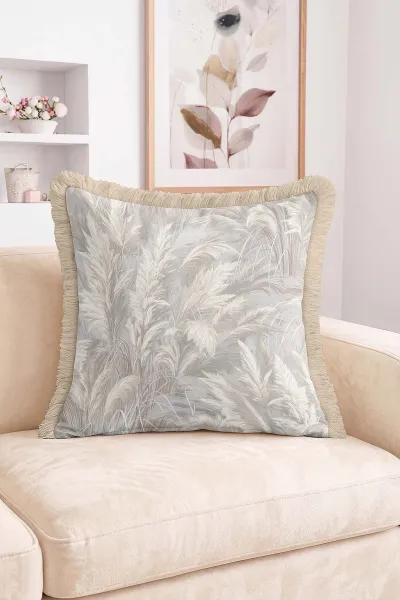 43x43 Cm Dijital Baskılı Fermuarlı Çift Taraflı Saçaklı Kırlent Kılıfı 483480