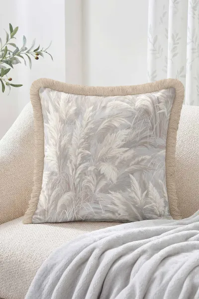 43x43 Cm Dijital Baskılı Fermuarlı Çift Taraflı Saçaklı Kırlent Kılıfı 483480