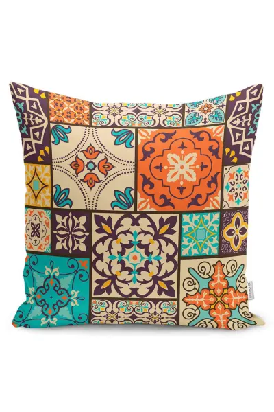 Kahve 43x43 Dijital Baskılı Fermuarlı Modern Kırlent Kılıfı 252231