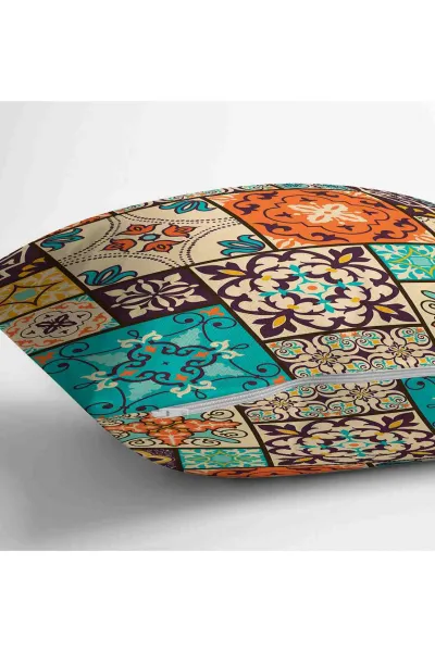Kahve 43x43 Dijital Baskılı Fermuarlı Modern Kırlent Kılıfı 252231