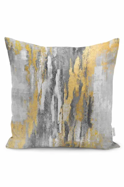 Sarı 43x43 Dijital Baskılı Fermuarlı Modern Kırlent Kılıfı 252271