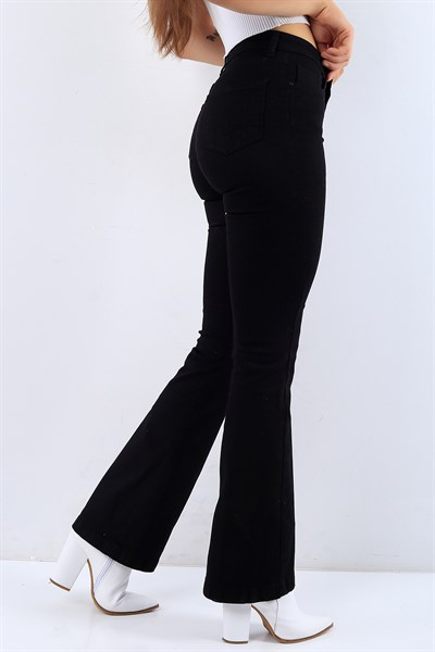 İspanyol Paça Siyah Bayan Kot Pantolon 19619B
