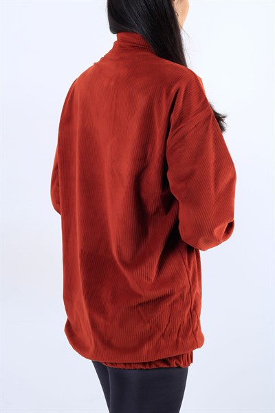 Kadife Fitilli Cepli Kiremit Bayan Sweat 20580B