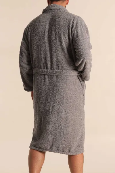 Unisex Antrasit Cep Detaylı Pamuklu Bornoz 279884
