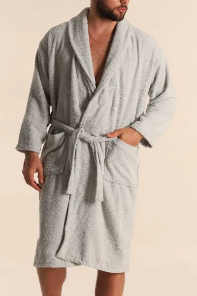 Unisex Su Yeşili Cep Detaylı Pamuklu Bornoz 279887