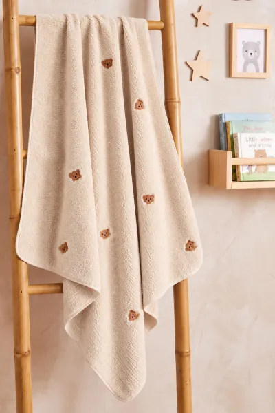 Kahve (0-18 Ay) Ayıcık Nakışlı Wellsoftt Bebek Battaniye 493871