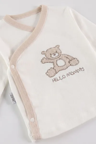 Kahve (0-3 Ay) Hello Momy  Nakışlı Kutulu 10'lu Yeni Doğan Kız Bebek Hastane Çıkış ve Zıbın Seti 475483