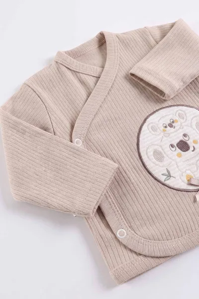 Kahve (0-3 Ay) Koala Nakışlı Yeni Doğan 5'li Bebek Zıbın Seti 475365