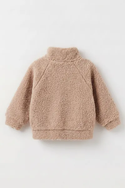 Kahve (0-4 Yaş) Reglan Kol Cep Detay Kuzu Erkek Çocuk&Bebek  Hırka 487867