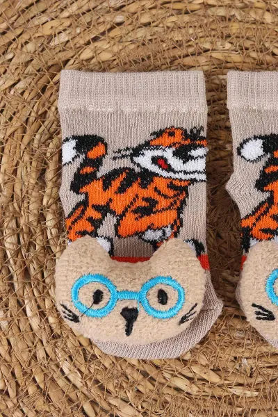 Kahve (0-6 Ay) Oyuncaklı Erkek Bebek Çorap 467453