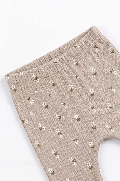 Kahve (0-9 Ay) Papatya Baskılı  Raporlu    Kız Bebek Takım 480500