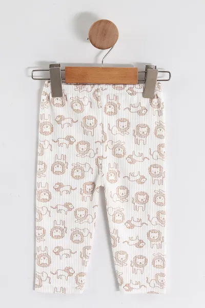 Kahve (1-3 Yaş) Aslan Desenli Raporlu Çocuk Pijama Takım 459402