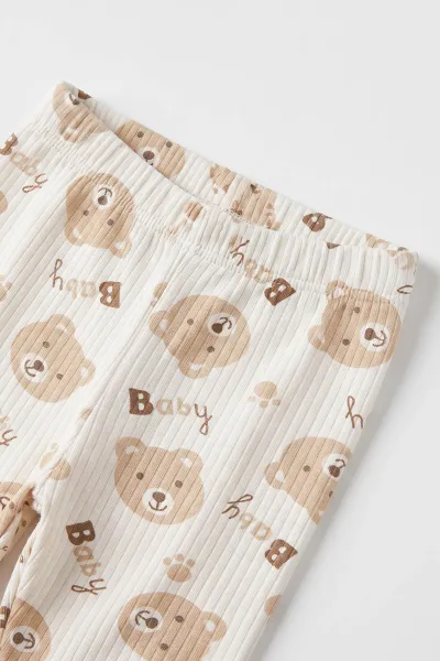 Kahve (1-3 Yaş) Baby Baskılı Raporlu Çocuk Pijama Takım 500371