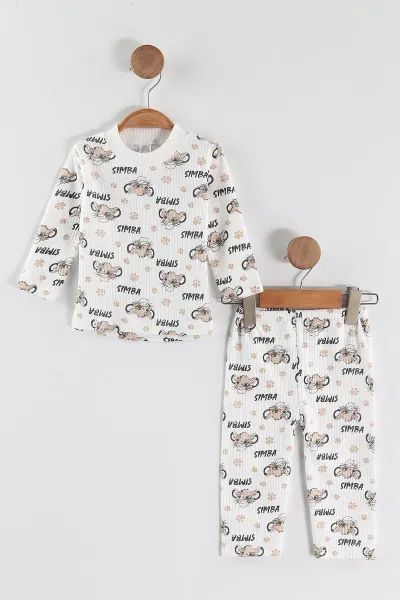 kahve-1-3-yas-simba-desenli-raporlu-cocuk-pijama-takim-459394