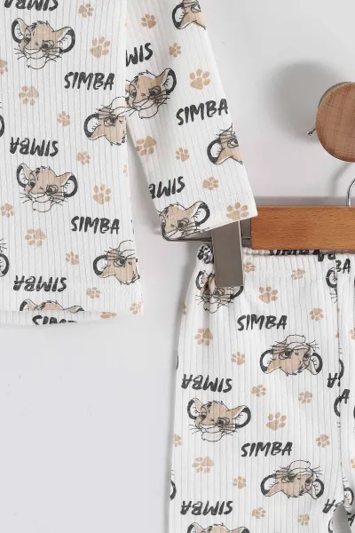 Kahve (1-3 Yaş) Simba Desenli Raporlu Çocuk Pijama Takım 459394