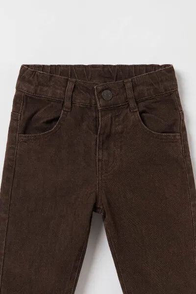 Kahve (1-4 Yaş) Baskılı Badili Ceket Detaylı Kot Pantolonlu Erkek Bebek&Çocuk 3'lü Takım 501548