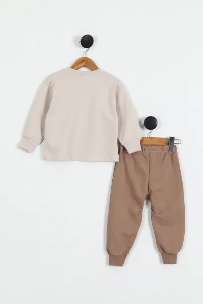 Kahve (1-4 Yaş) Stay Wild Süzene Nakışlı Erkek Çocuk Mevsimlik Takım 425861