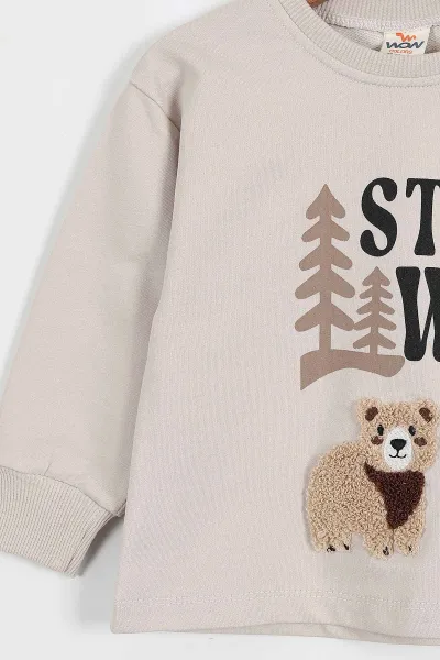 Kahve (1-4 Yaş) Stay Wild Süzene Nakışlı Erkek Çocuk Mevsimlik Takım 425861