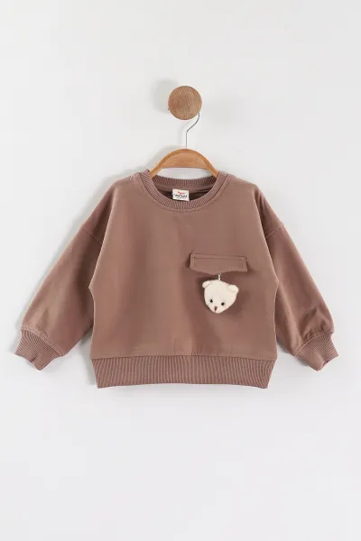 Kahve (1-4 Yaş)Ayıcık Aksesuarlı Erkek Çocuk Sweatshirt 432820