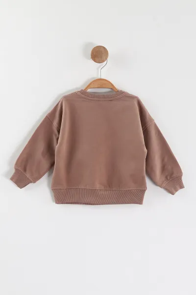 Kahve (1-4 Yaş)Ayıcık Aksesuarlı Erkek Çocuk Sweatshirt 432820