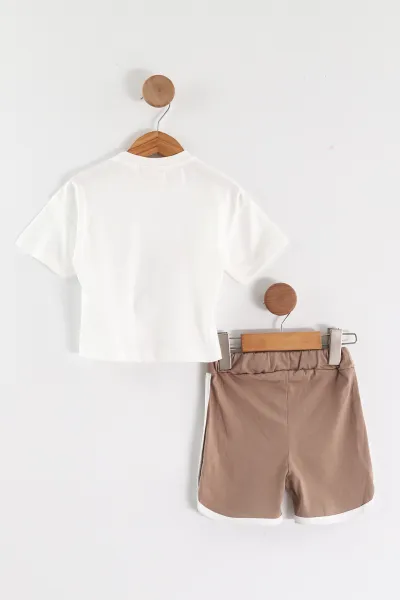 Kahve (1-4 Yaş)Baskılı Şortlu Çocuk Takım 464212