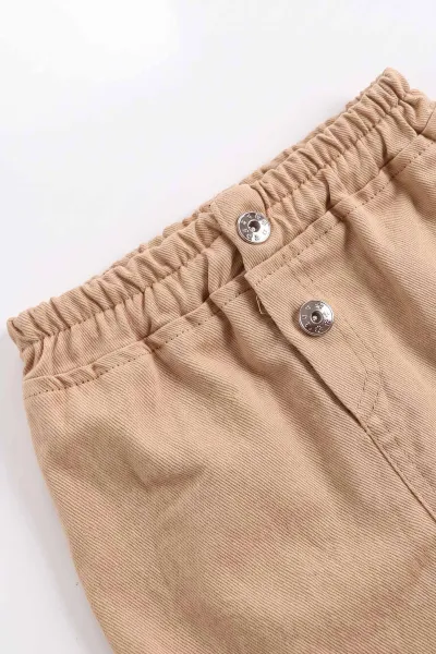 Kahve (1-5 Yaş) Fırfırlı Peluş Yelekli Gabardin Etekli Kız Çocuk 3'lü Takım 473409