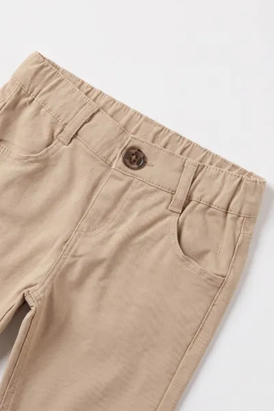 Kahve (1-5 Yaş) Gömlekli Yarım Fermuarlı Triko Kazaklı Gabardin Pantolonlu Erkek Çocuk 3'lü Takım 501149