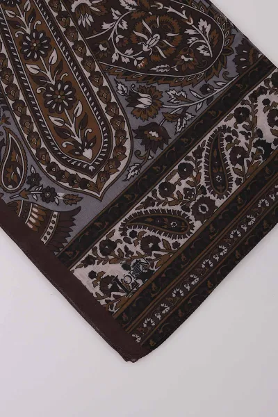 Kahve 180X70 cm Dijital Baskı Elina Desenli Pamuk Şal 420435