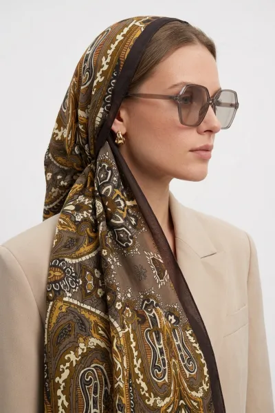 Kahve 180x70 Cm Our Fashion Dijital Baskılı Desenli Soft Şal 488576