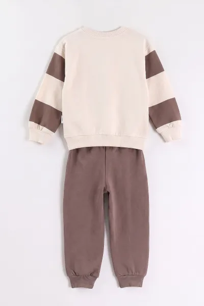 Kahve (2-5 Yaş) Sportif Baskılı Erkek Çocuk Takım 471351