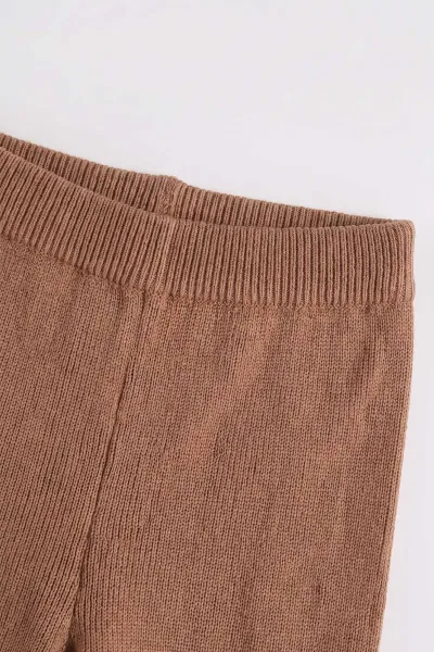 Kahve (2-8 Yaş) Boru Paça Triko Kız Çocuk Pantolon 474576