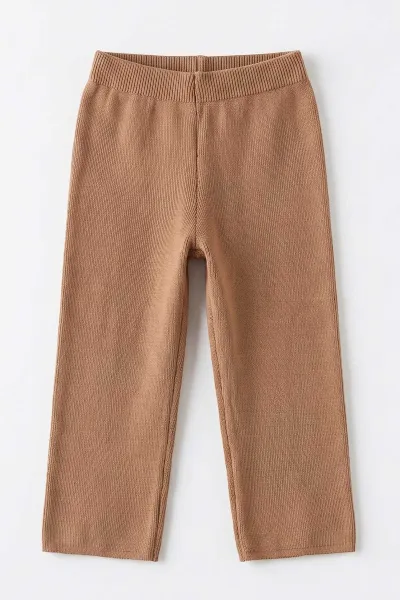 Kahve (2-8 Yaş) Boru Paça Triko Kız Çocuk Pantolon 474576