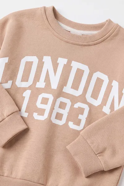 Kahve (3-10 Yaş)  London Baskılı 3 İp Şardonlu Erkek Çocuk Kışlık Takım 495837