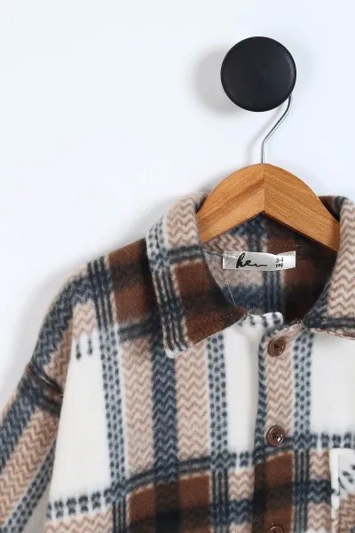 Kahve (3-12 Yaş) Ekoseli Cep Detaylı Polar Erkek Çocuk Gömlek 337290