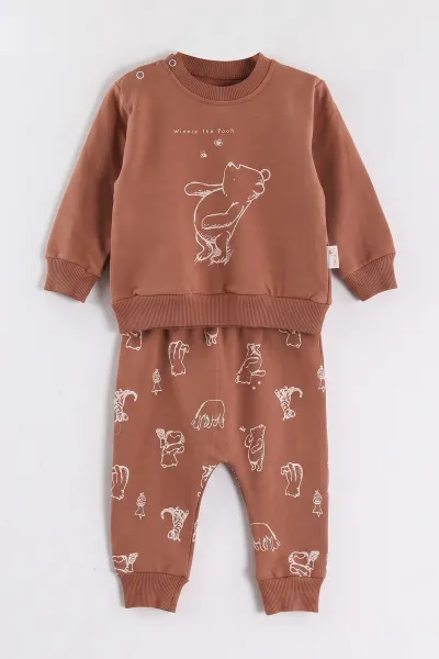 Kahve (3-24 Ay)  Ayıcık Baskılı  2 İp Erkek Bebek Takım 472964