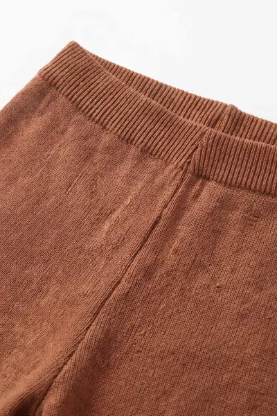 Kahve (3-8 Yaş) Ponponlu Triko Kız Çocuk Pantolon 474859