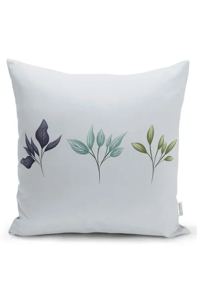Beyaz 43x43 Dijital Baskılı Fermuarlı Modern Kırlent Kılıfı 252240