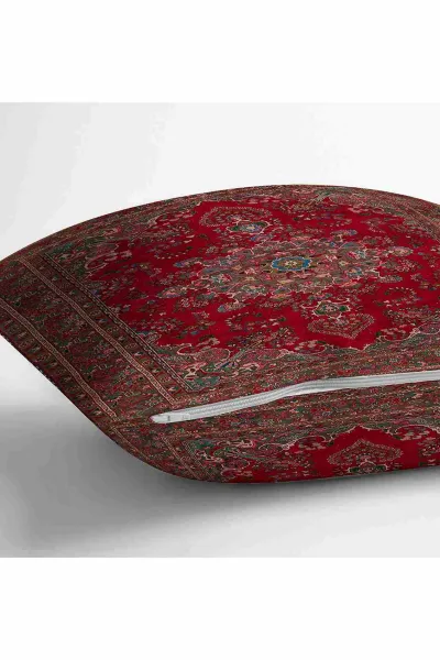 Kırmızı 43x43 Dijital Baskılı Fermuarlı Modern Kırlent Kılıfı 252250