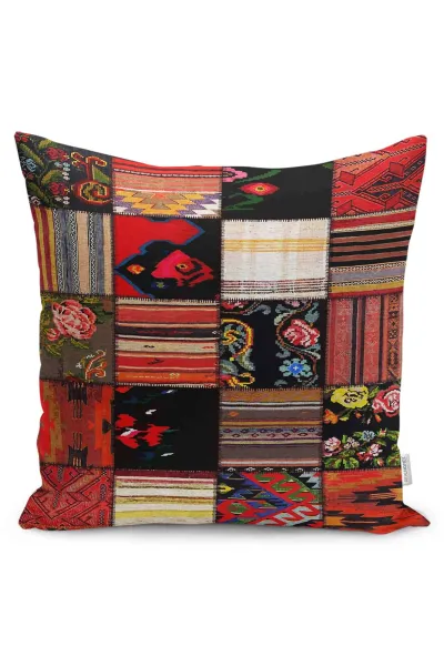 Kırmızı 43x43 Dijital Baskılı Fermuarlı Modern Kırlent Kılıfı 252260